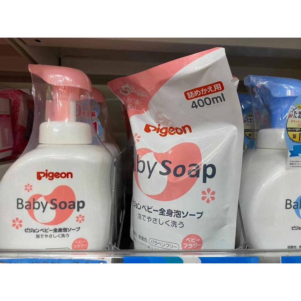 Sữa Tắm Tạo Bọt Pigeon Baby Soap Cho Bé Hàng Nội Địa Nhật Dạng Túi 400ml