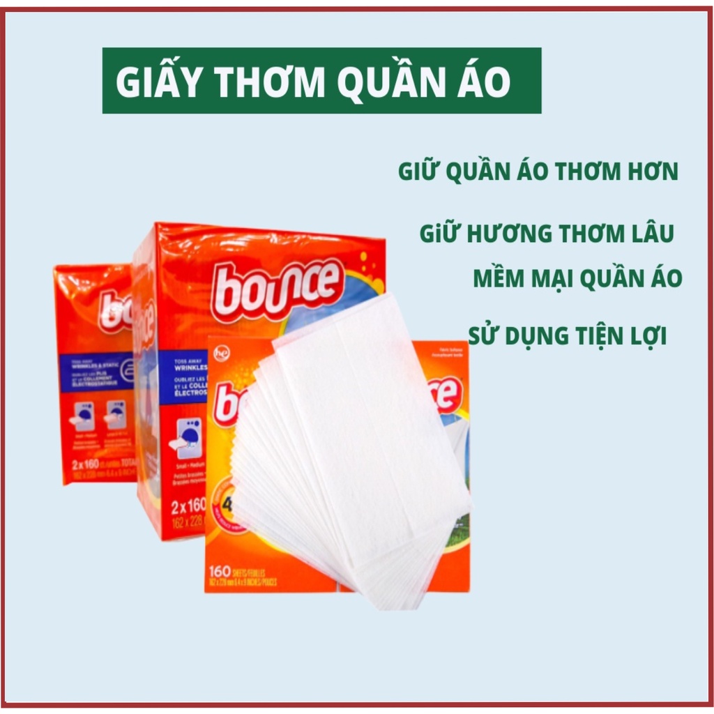 Giấy thơm quần áo Bounce Mỹ giấy làm mềm quần áo giúp lưu hương thơm lâu