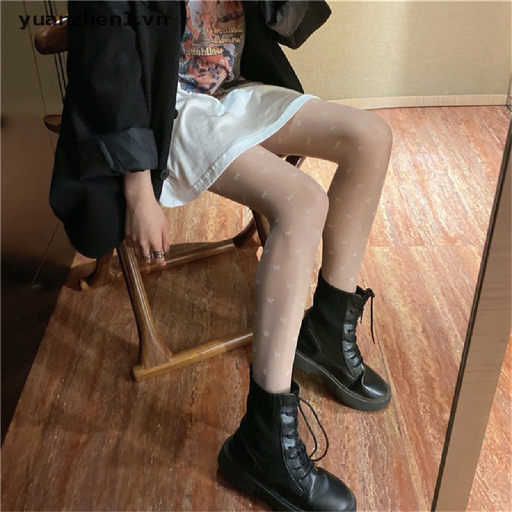 Quần Tất Lụa Mỏng Co Giãn Họa Tiết Chấm Bi Xinh Xắn