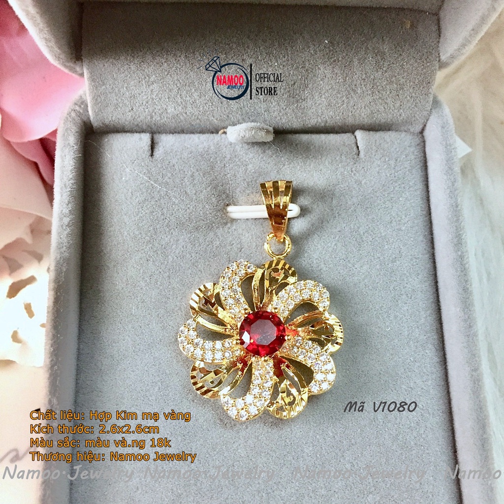 Mặt Dây Chuyền Nữ V1080 Với Thiết Kế Nhụy Hoa Khảm Đá Tuyệt Phẩm Cho Phái Các Chị Em Namoo Jewelry