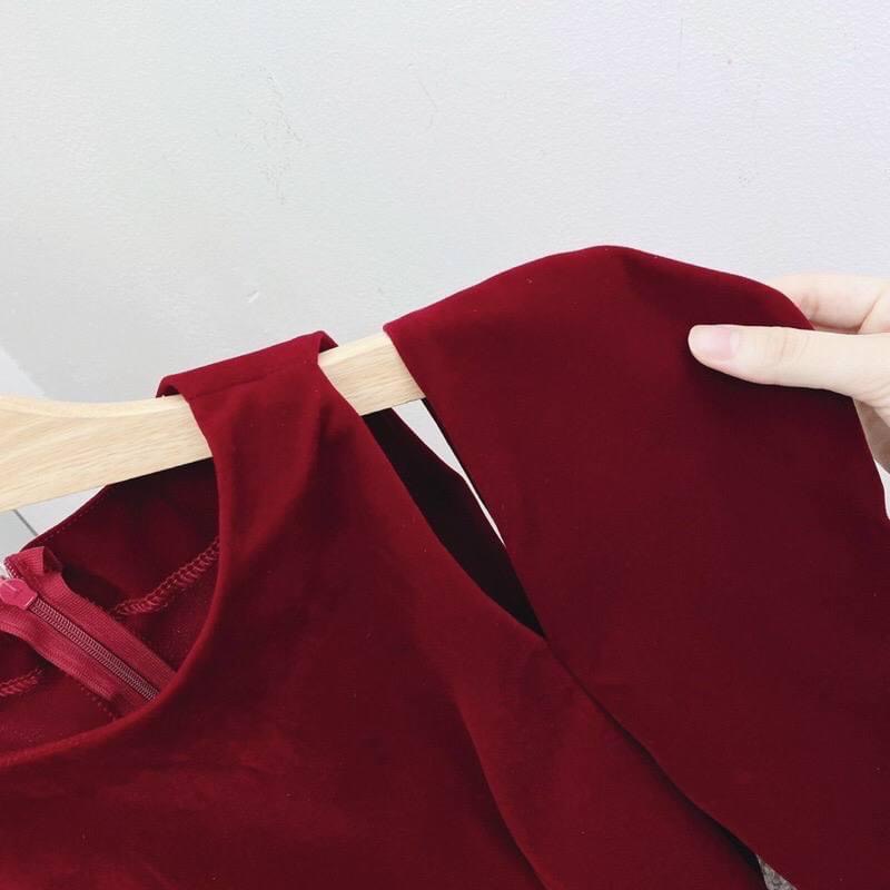 Áo Dài Nhung Cách Tân Tay Lồng Đèn Phối Tơ Cho Các Nàng Du Xuân