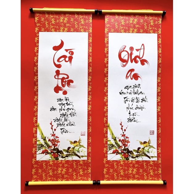Tranh Thư Pháp “Tài Lộc-Bình An” Viết Tay (Tặng Nẹp Treo)