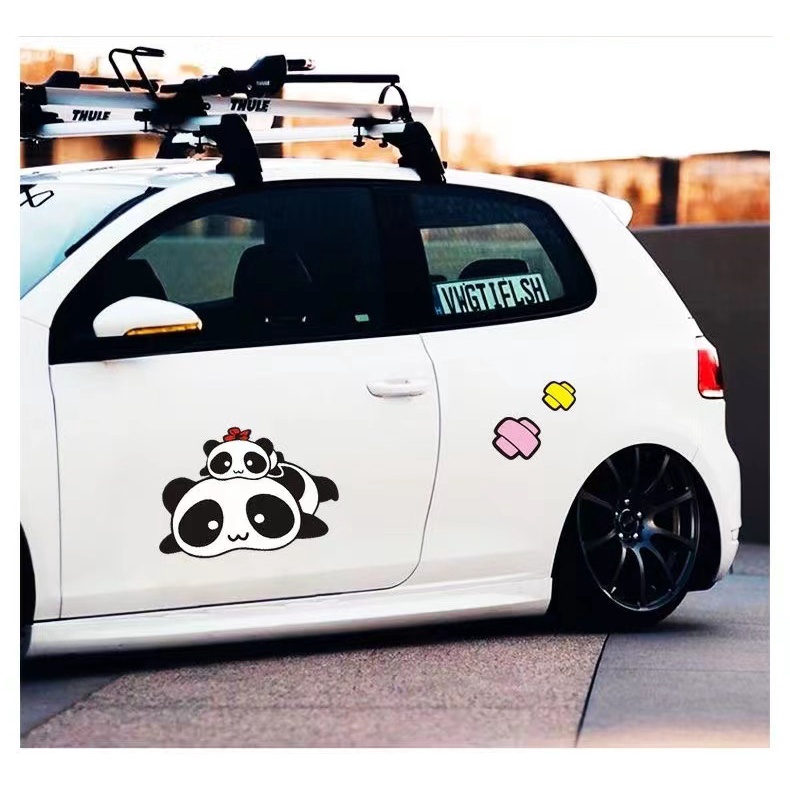 Miếng Dán Trang Trí Xe Hơi / Mũ Bảo Hiểm Hình Gấu Trúc Hoạt Hình Dễ Thương Chống Thấm Nước