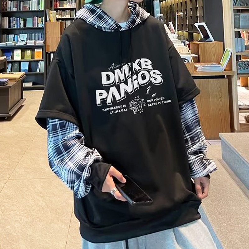 Áo Hoodie Giả 2 Lớp In Chữ Phong Cách Hàn Quốc Chất Lượng Cao Cho Nam