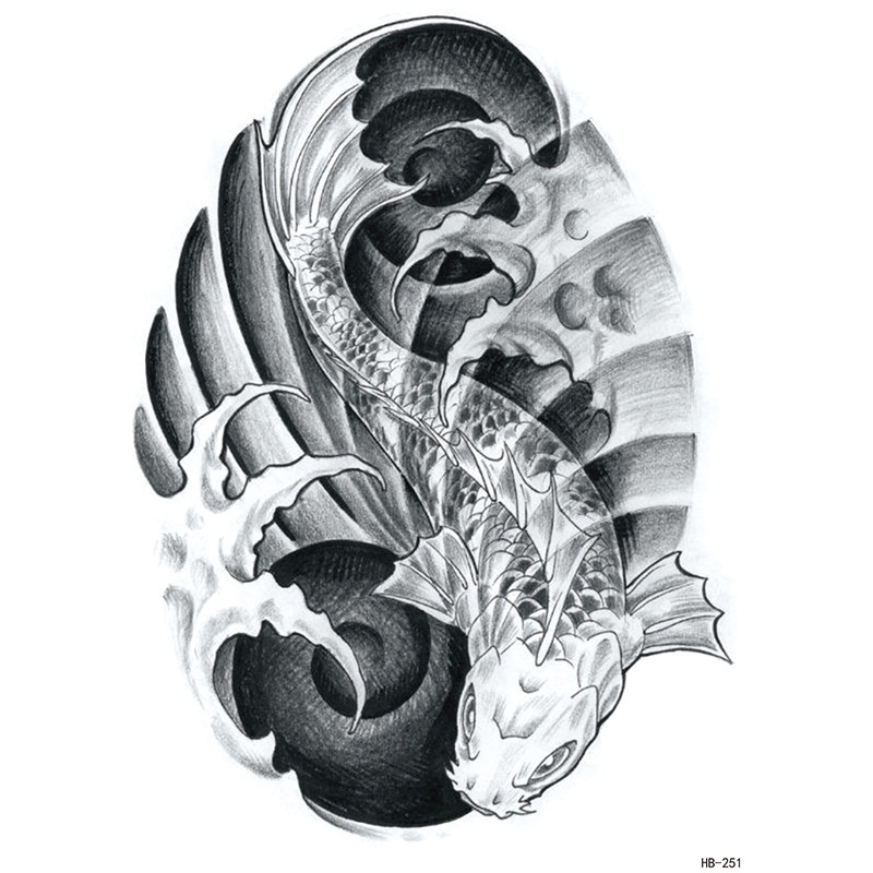 Hình Xăm Dán Tạm Thời Chống Nước Hình Cá Chép Phong Cách Mới Cho Nam Và Nữ