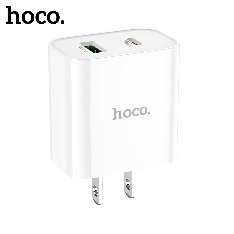 Củ sạc Hoco C80 Plus sạc nhanh PD20W chân US tiêu chuẩn cổng USB / Type-C, hỗ trợ QC3.0
