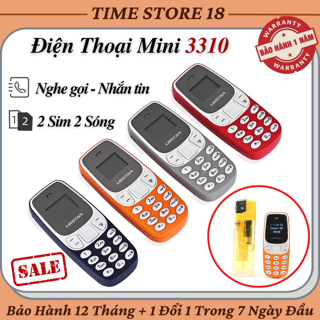 Điện thoại mini L8STAR 3310 2 sim 2 sóng đảm bảo đúng hình 100%, BH 12 tháng,1 đổi 1 trong vòng 7 ngày