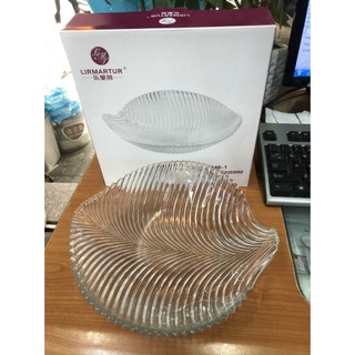 Đĩa thủy tinh hình chiếc lá đựng hoa quả bánh kẹo 24x24cm