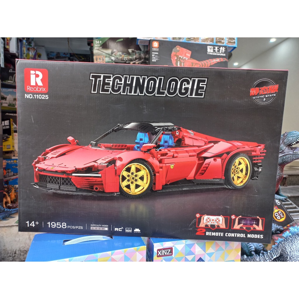 Lắp ráp Reobrix 11025 Xếp hình siêu xe ô tô thể thao Ferrari Daytona SP3 bản tĩnh 1958 mảnh