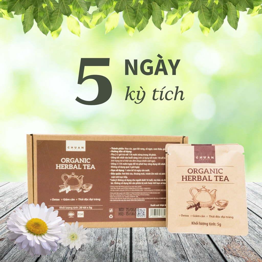 Trà Chuan Nature Detox Organic Herbal Tea Hộp 20 Gói