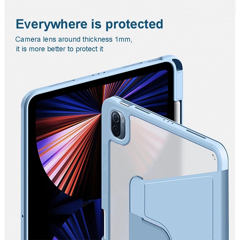 360°Ốp Máy Tính Bảng Da Acrylic Cứng Trong Suốt Có Đế Xoay Cho Xiaomi Pad 5 Pro 12.4 inch Xiaomi MiPad 5 5 Pro 11 "