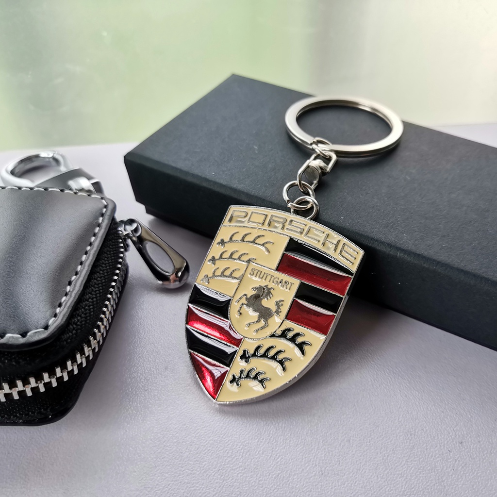 Móc Khóa Kim Loại Hình logo Xe Hơi Porsche Sáng Tạo