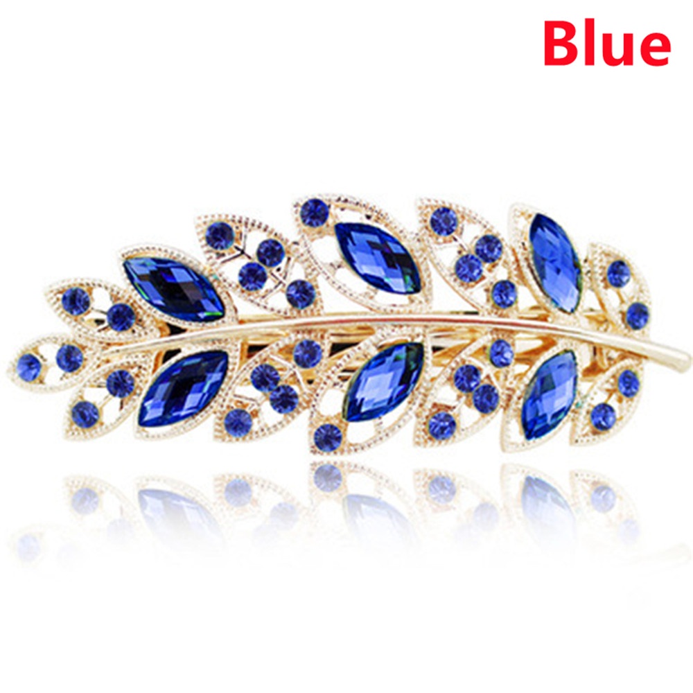 Kẹp Tóc Hình Chiếc Lá Bằng Hợp Kim Đính Đá Sáng Tạo Thời Trang Cho Nữ 1 Cái