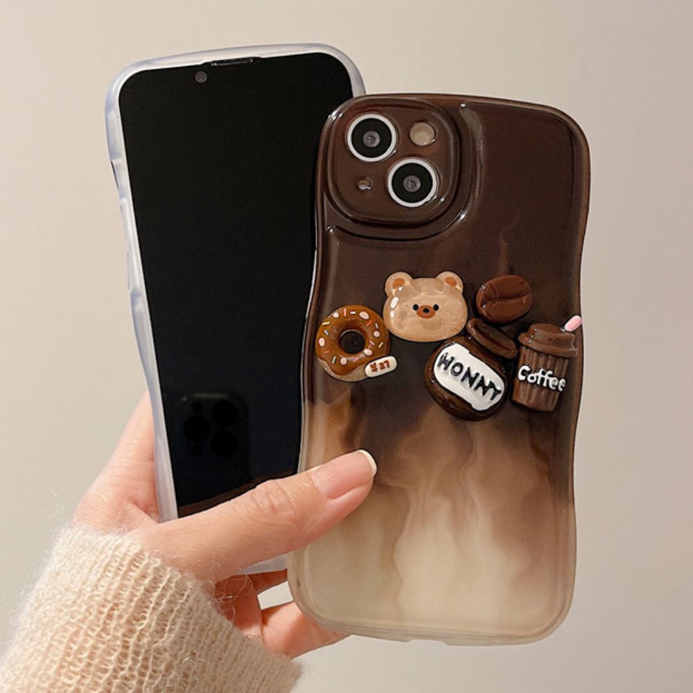 Ốp Điện Thoại TPU Mềm Chống Sốc Hình Gấu 3D Màu Gradient Cho IPhone 11 12 13 14 Pro Max 14 Plus