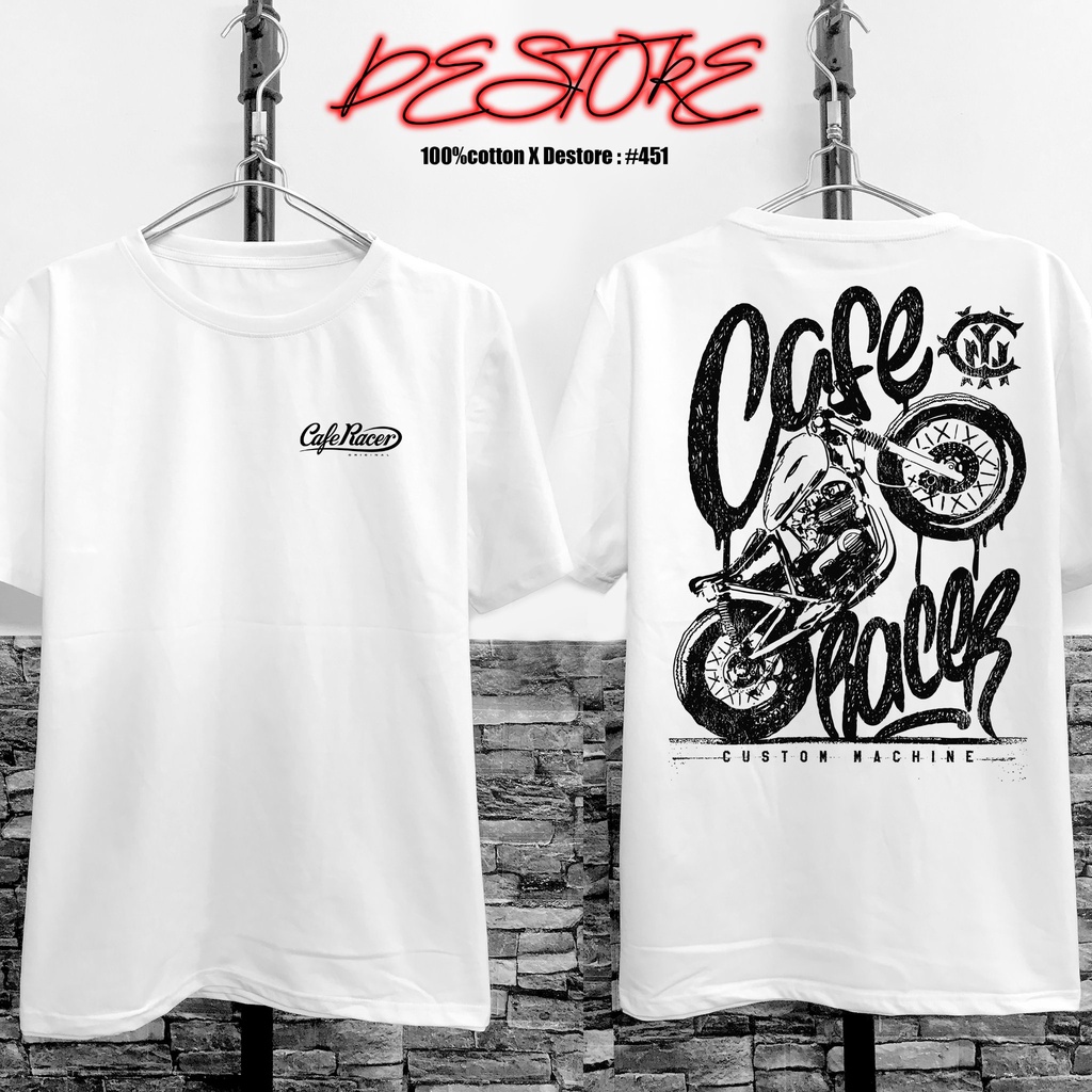 áo phông trắng cafe racer cổ điển áo thun xe #451
