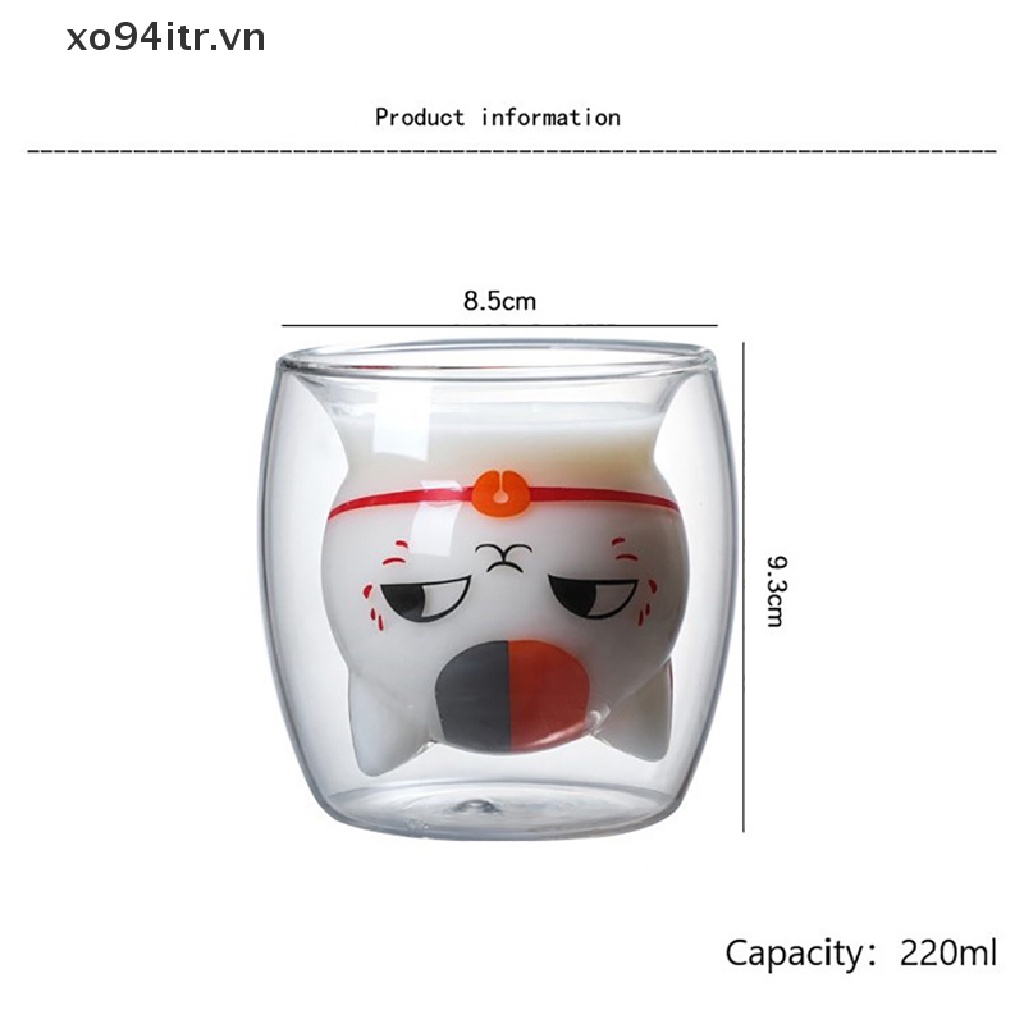 Cốc Thủy Tinh Hai Lớp Hai Lớp Hình Mèo Dễ Thương