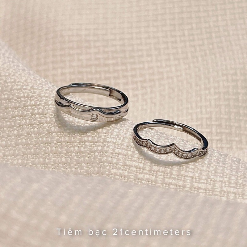 Nhẫn đôi bạc The Waves Nhẫn bạc Tiệm bạc 21Centimeters