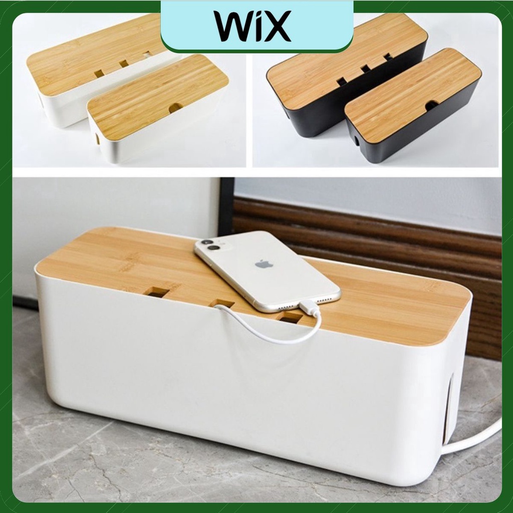 Hộp Đựng Ổ Điện, Hộp Nhựa ABS Đựng Ổ Cắm Điện An Toàn Chống Cháy Nổ Nắp Gỗ Sang Trọng Đa Năng