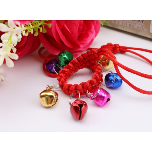 New- Vòng cổ mèo loại nhiều chuông - Dây đỏ 8 chuông nhiều màu đáng yêu