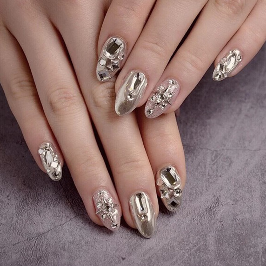 Túi 50 Hạt Kim Cương Giả Hình Học 3D Trang Trí Móng Tay Nghệ Thuật