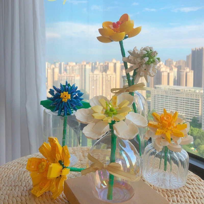Không Bao Giờ Phai Màu Lãng Mạn Hoa Tương Thích Khối Xây Dựng Chậu Cây Trang Trí Hoa DIY Đồ Chơi Sáng Tạo Cho Bé Gái Và Trẻ Em Quà Tặng