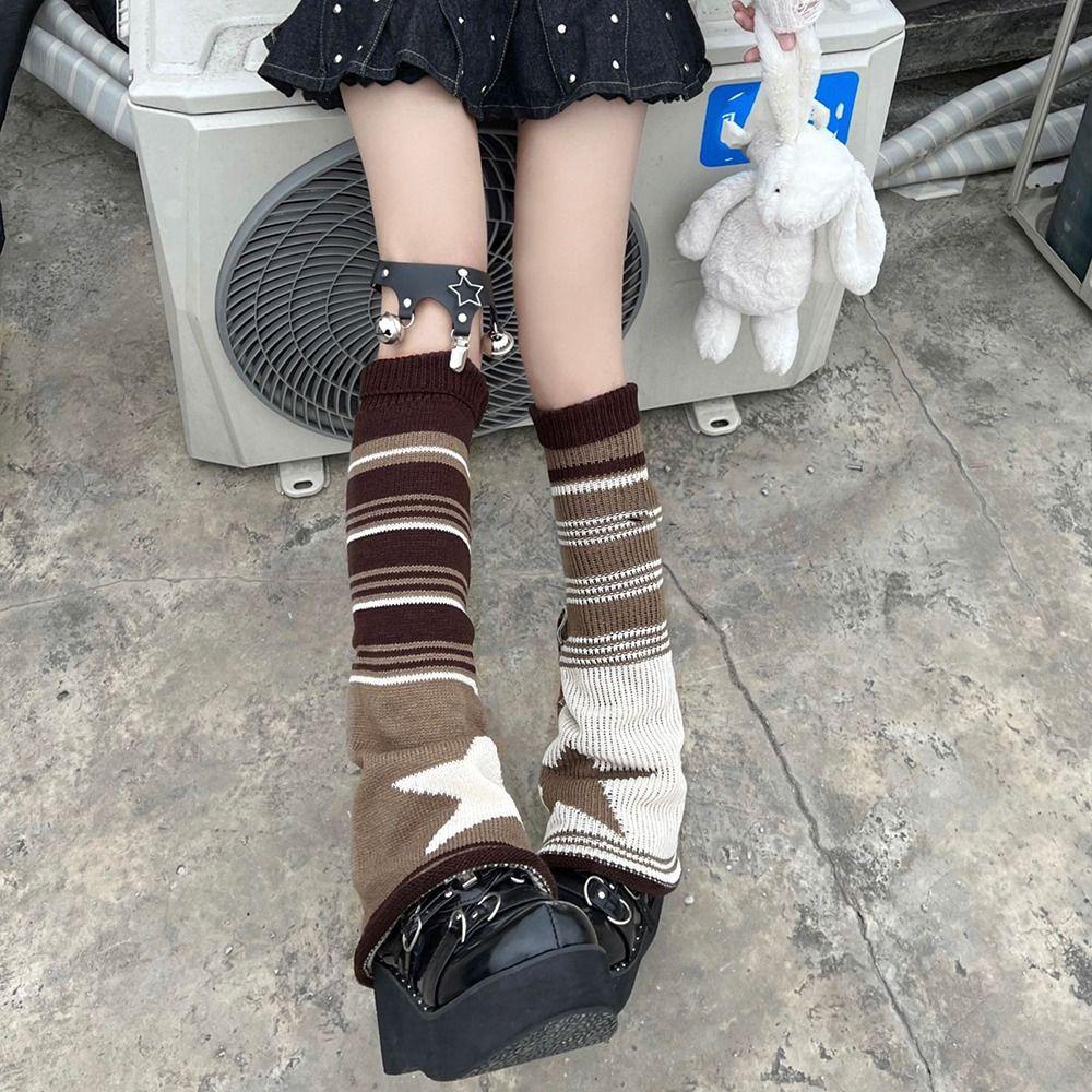 Vỏ Bọc Chân Dệt Kim WMES15H Hai Mặt Họa Tiết Ngôi Sao Phong Cách Gothic Ngọt Ngào Giữ Ấm Chân Vào Mùa Đông