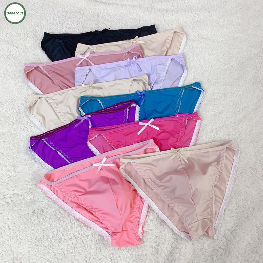 GORGEOUS~Sexy Men Ice-Silk Sheer Bulge Pouch Bikini Briefs Thong Underwear Underpants 2XL