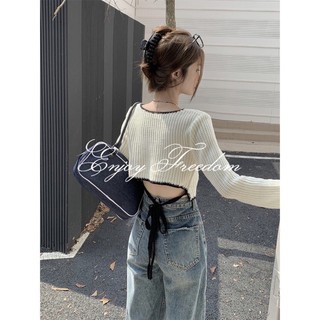 Áo len dệt kim croptop