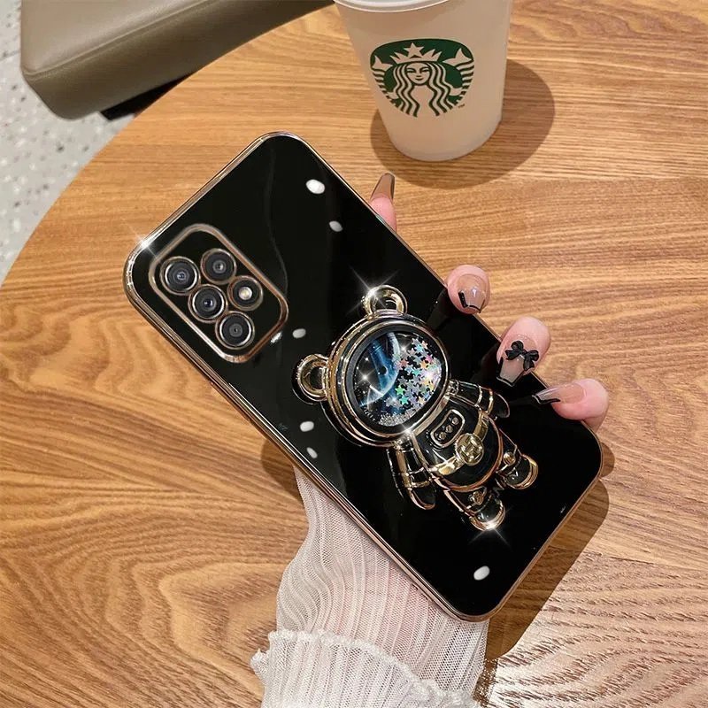 Ốp Điện Thoại Có Giá Đỡ Kim Tuyến Nước Hình Gấu Phi Hành Gia Sang Trọng Cho Xiaomi Mi 11T Pro