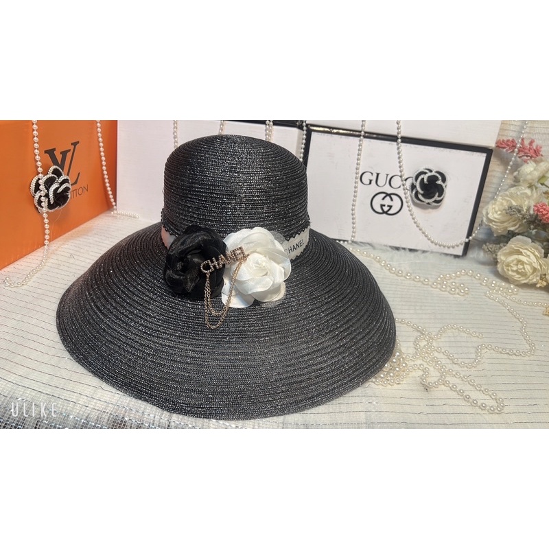 (Giá sỉ)Mũ cói đi biển kiểu chuông gắn hoa sang trọng