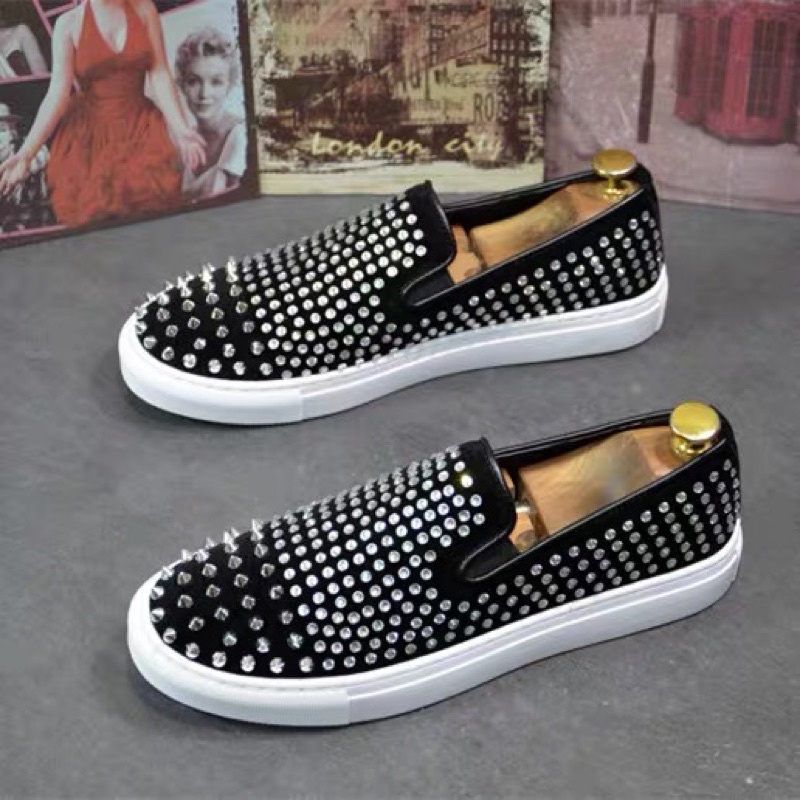 Siêu phẩm giày lười nhũ nam lười đá mũi đinh