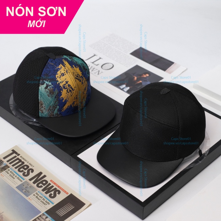 1 Cặp 2 Nón Sơn Snapback Ánh Kim Và Đen Chóp Khiên Chính Hãng Hàng Chuẩn Tem 7 Màu Cao Cấp Mới / Nón Kết Sơn