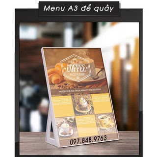 Khung mica a3 để bàn 30x42cm, khung ảnh, khung tranh mica treo tường a3, bảng menu a3 để quầy