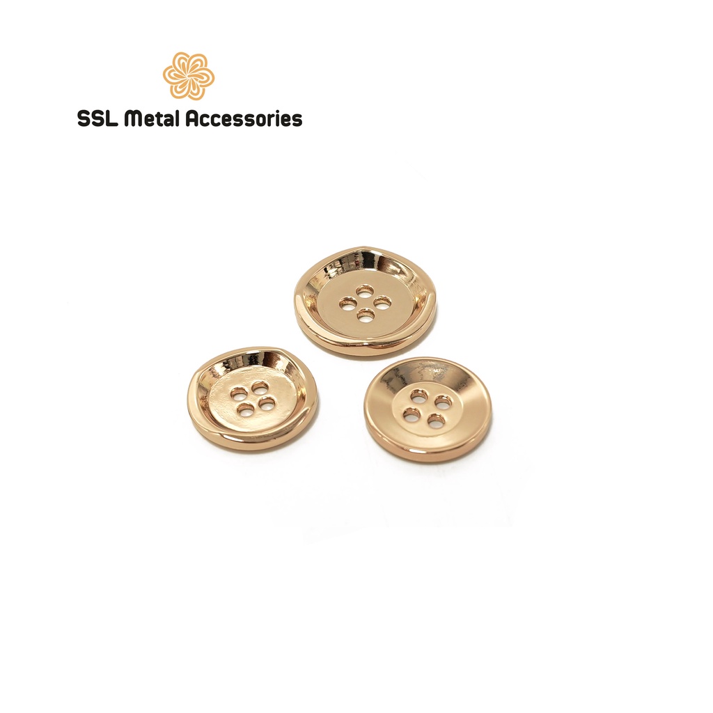 Cúc áo kim loại cao cấp hình tròn 4 lỗ dùng cho áo sơ mi, áo thời trang, áo dạ  JLZ-221215-1/ JLZ-221215-2 15mm và 18mm