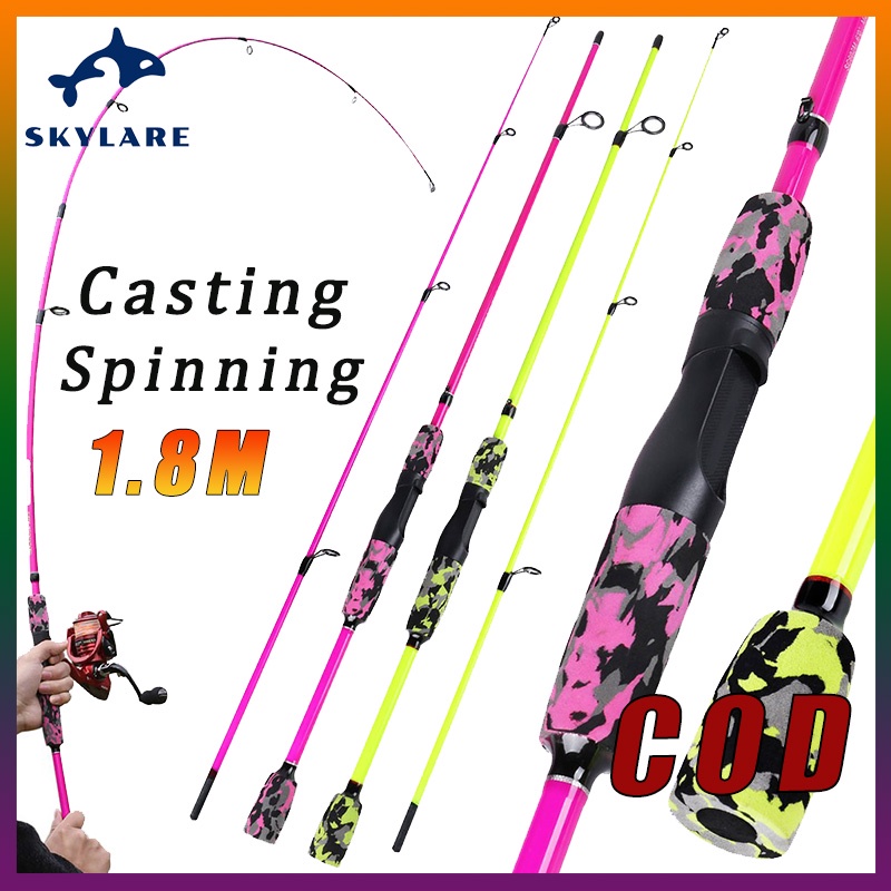Cần câu máy 2 khúc，nhiều màu Cần câu 1.8m，Eva Tay cầm，Hai tùy chọn màu sắc,Spinning/Casting