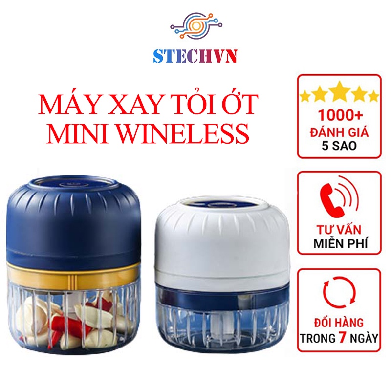 Máy Xay Tỏi Ớt Mini Cầm Tay Wineless Dễ Dàng Tháo Lắp Máy Xay Thịt Đa Năng Sạc USB Nhỏ Gọn Vệ Sinh Bằng Tay Tiện Lợi