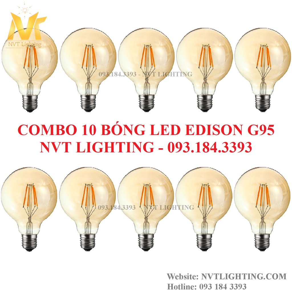 COMBO 10 Bóng đèn led edison G95 - NVT LIGHTING