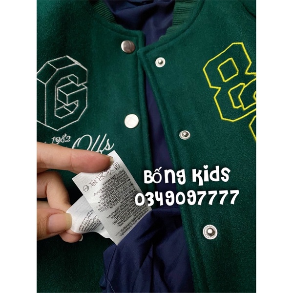 Áo Bomber Dạ Bé Trai Xanh Lục 82 HaM