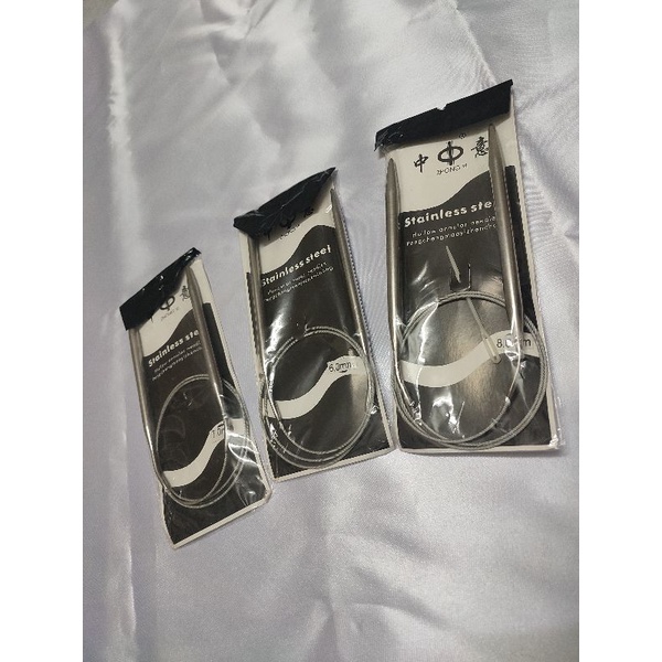 Set 1 kim đan len vòng dây bằng thép không gỉ kèm 1 kim khâu len