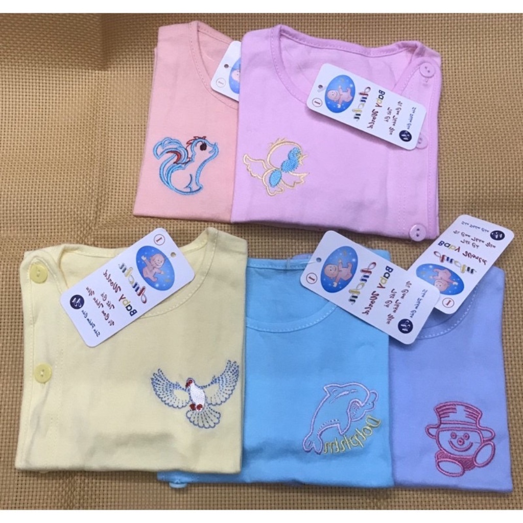 Áo sơ sinh MÀU BÁC SĨ tay DÀI AN AN/ Áo cúc lệch em bé