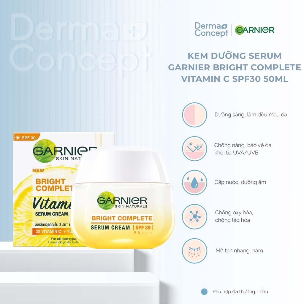 Kem dưỡng serum làm sáng da Garnier Bright Complete Vitamin C Serum Cream SPF30 50ml