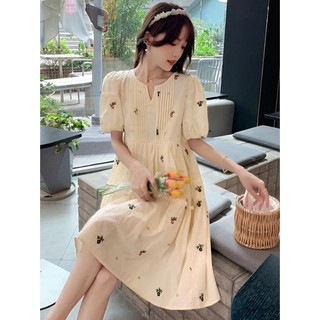 Váy hoa nhí hàn quốc dáng dài, váy hoa babydoll màu sắc vintage dễ thương minstore365