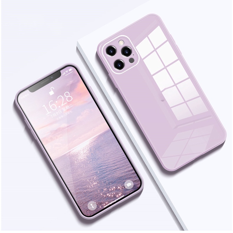Ốp Điện Thoại Mặt Kính Cường Lực Viền Silicon Cho IPhone 6 6S 6S Plus 7 8 8plus Sự Bảo Vệ