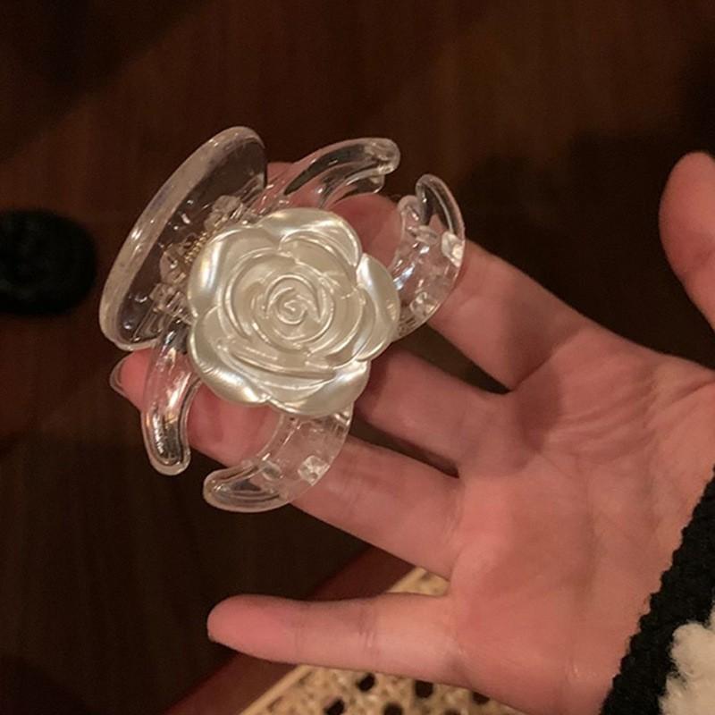 Kẹp càng cua, kẹp tóc Classy  nhiều kích cỡ, kẹp hoa hồng trắng dịu dàng nữ tính PK1613