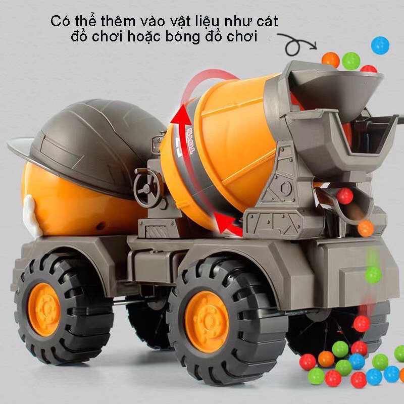 Ô tô đồ chơi, bộ xe công trình mô hình nhân vật sóc cấu trúc hoạt động như xe thật đồ chơi cho bé trai