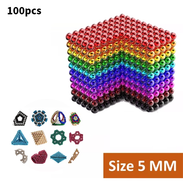 Bộ 100 Bóng Nam Châm Nhiều Màu Sắc 5MM Kèm Hộp Sắt Độc Đáo DIY