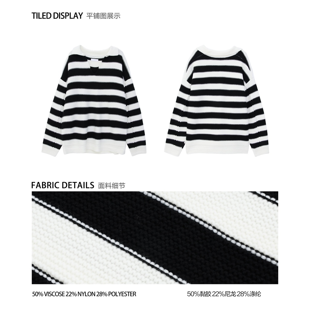 Áo Sweater Dệt Kim Cổ Chữ V Dáng Rộng Màu Sắc Tương Phản Tỉ Lệ 1 / 24 Cho Nam Giới