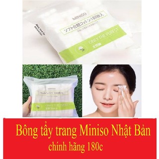 Bông tẩy trang miniso 180 miếng Nhật Bản