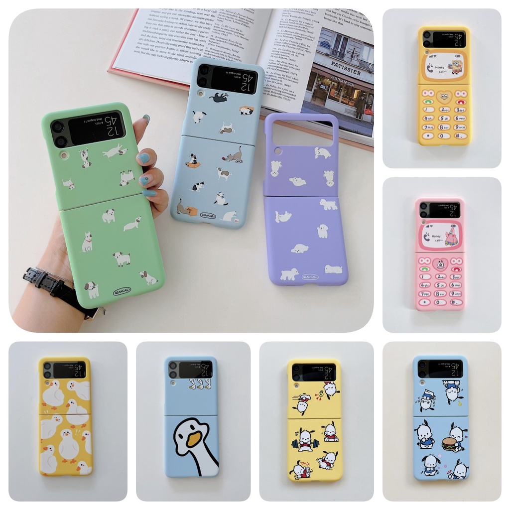 Bao Da Điện Thoại Màu Kẹo Hình Động Vật Hoạt Hình Phong Cách Hàn Quốc Cho Samsung Z Flip 3 5G Galaxy Z Flip 4