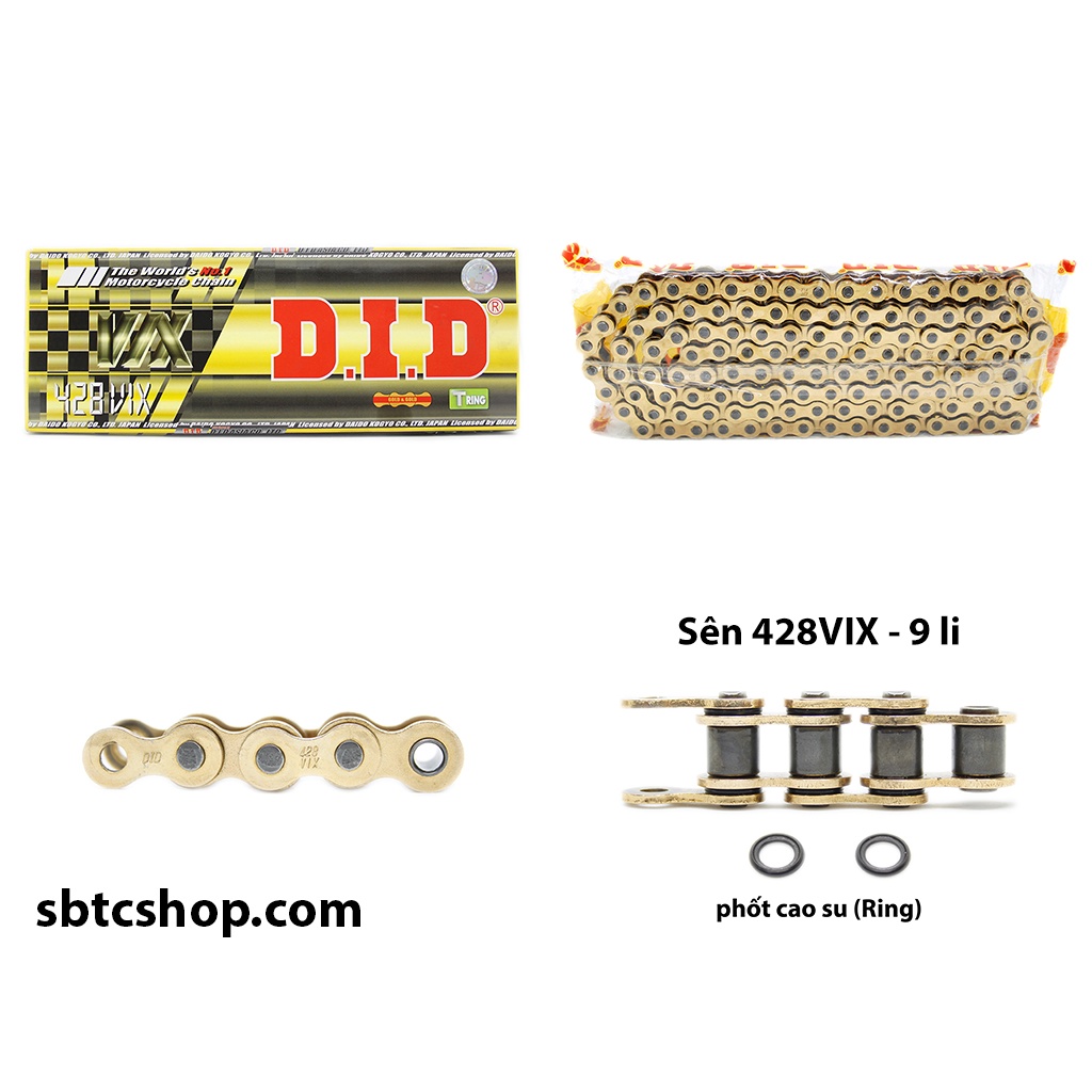 Sên lẻ DID vàng 428VIX TFX phốt cao su chính hãng CÓ KHÓA SÊN